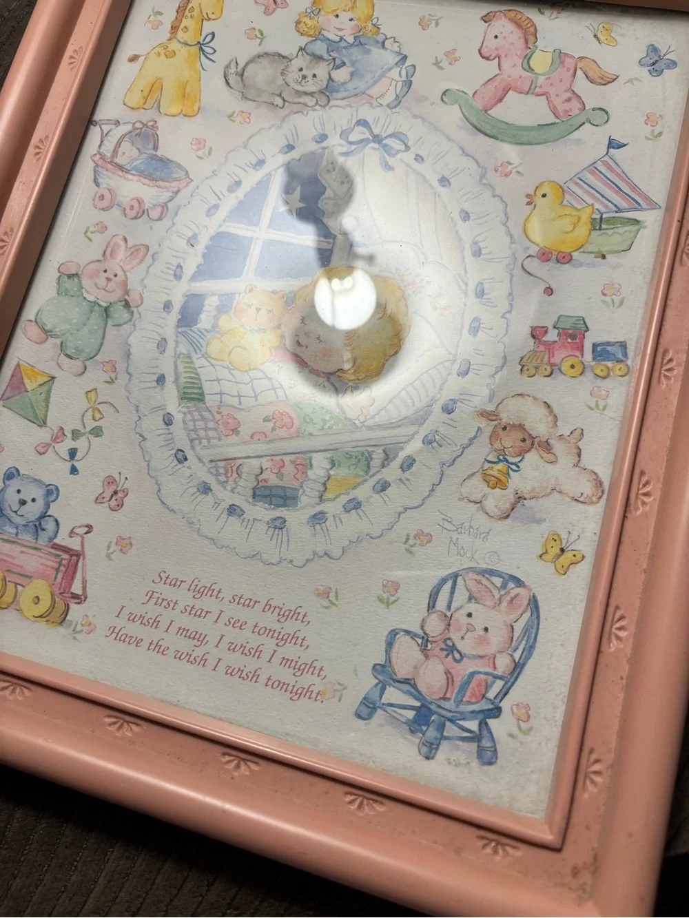 Vintage Retro 90s Pink Framed Nursery Wall Art